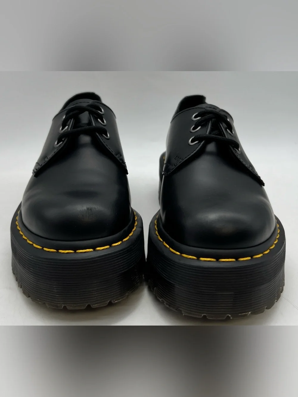 Dr. Martens 1461 Quad Platform Oxford Shoes Black Smooth Leather Women's US 6